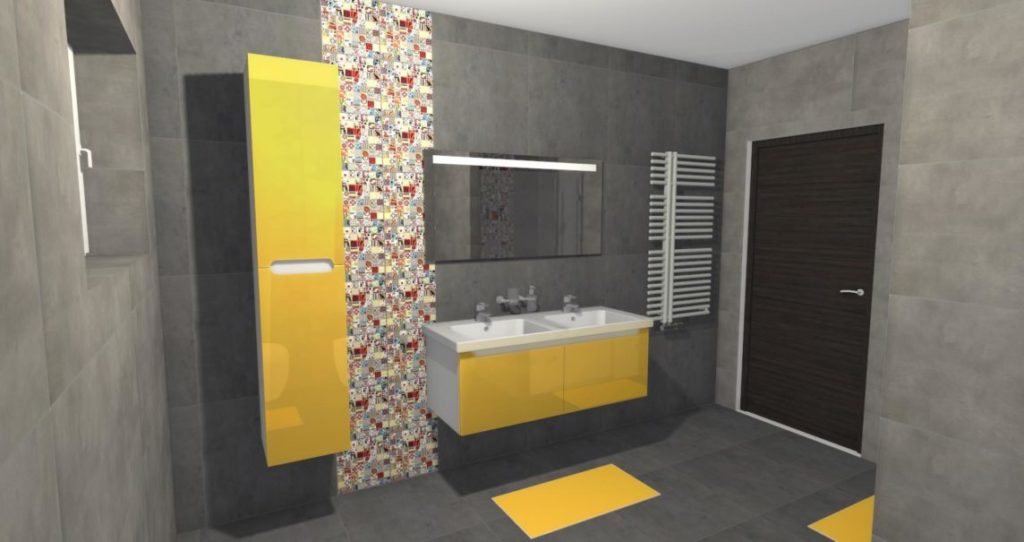 Koupelny inspirace – Moderní žluto-šedá koupelna