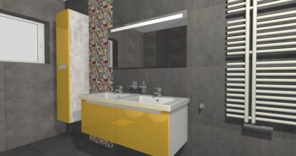 Koupelny inspirace – Moderní žluto-šedá koupelna