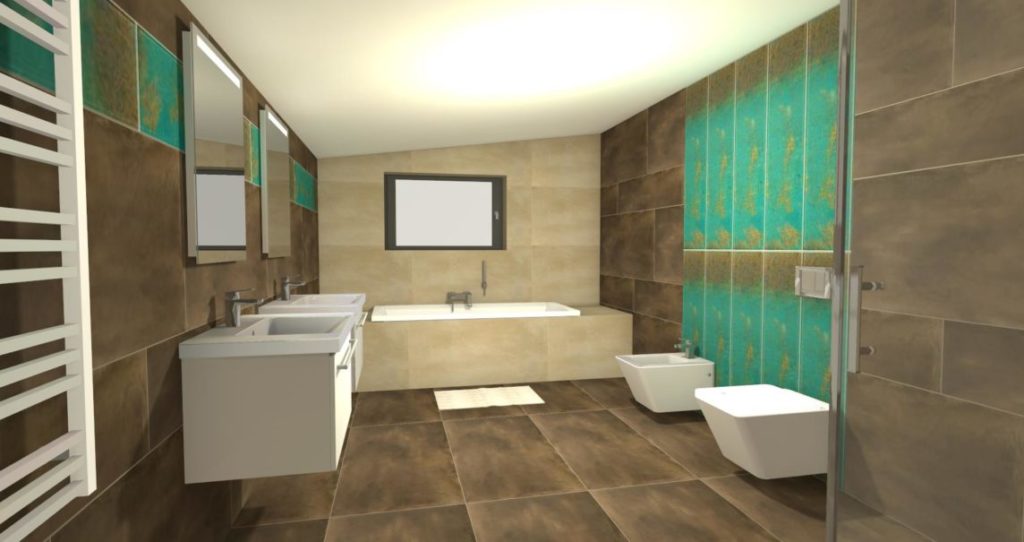 Inspirace koupelny – Koupelna s velkoformátovou dlažbou