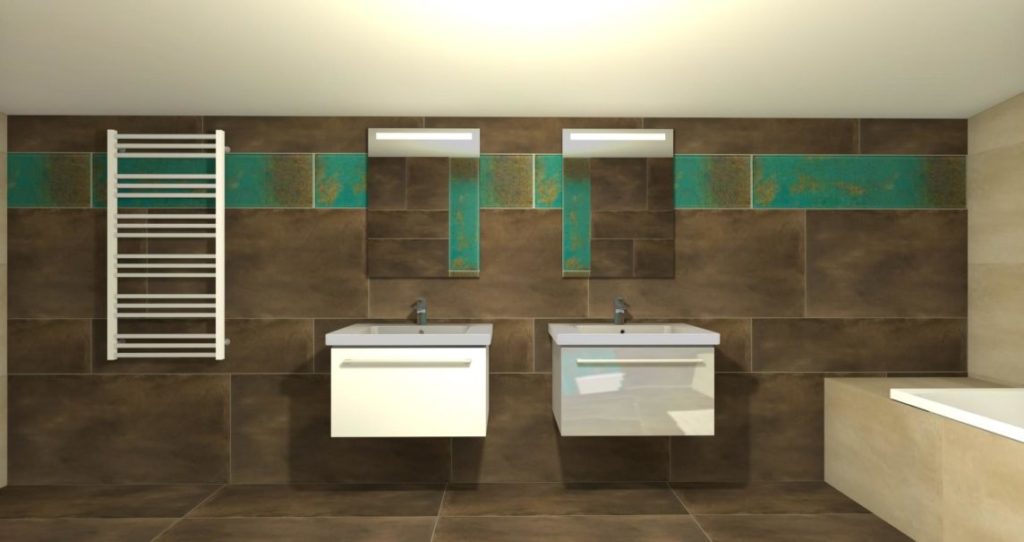 Inspirace koupelny – Koupelna s velkoformátovou dlažbou