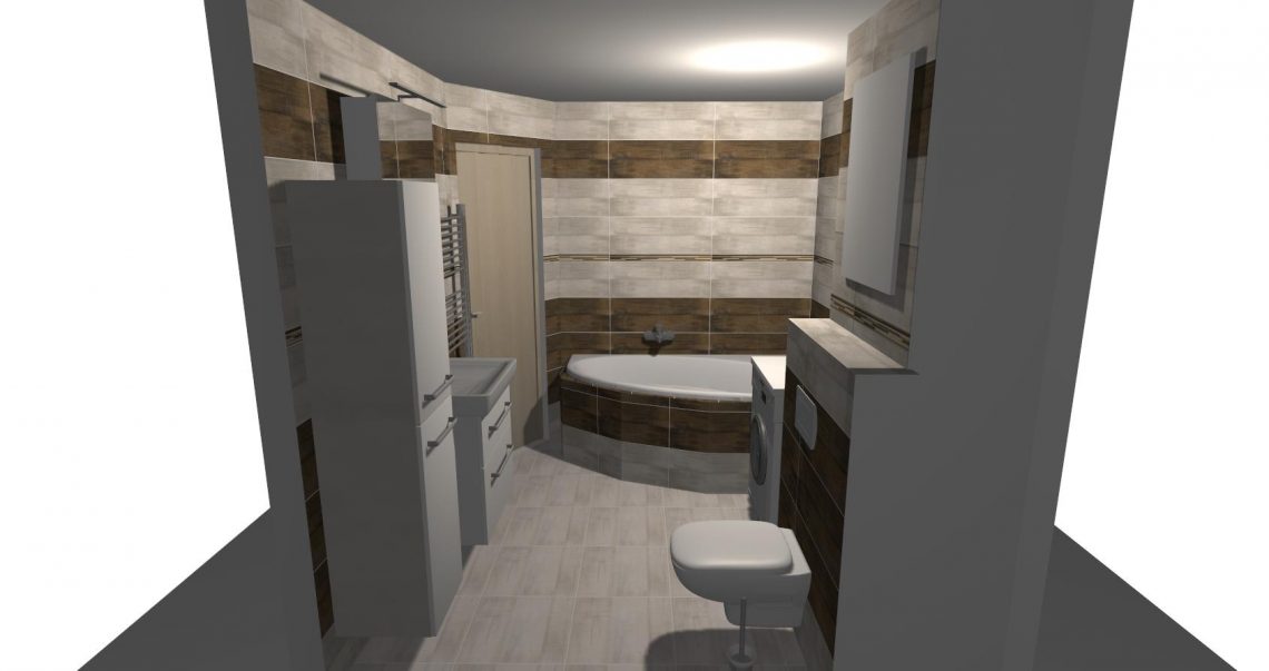 3D návrh při rekonstrukci panelákového bytu - koupelna