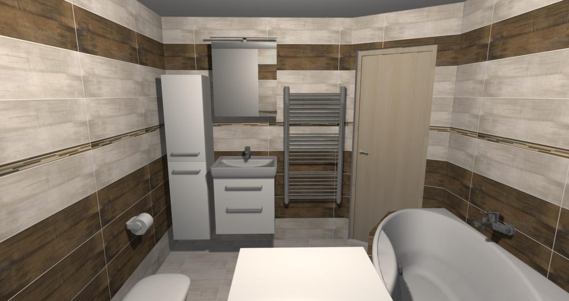 3D návrh při rekonstrukci panelákového bytu - koupelna