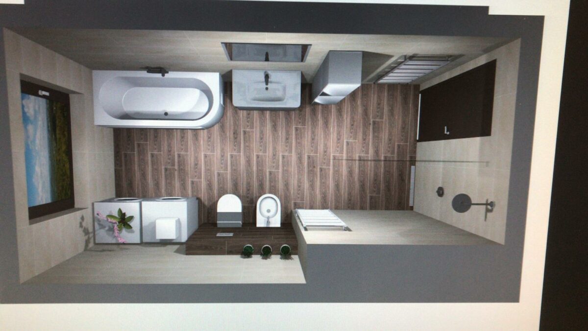koupelny inspirace – krásná hnědá koupelna 3D návrh