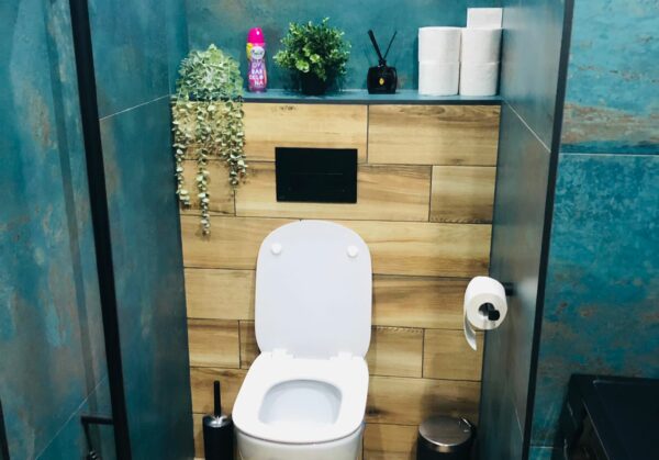 originální zelenomodrá koupelna – koupelny inspirace