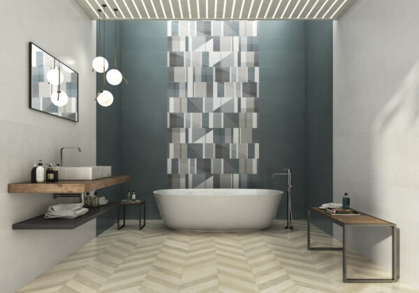 grafické návrhy koupelen – Elegantní koupelna s neobvyklými vzory