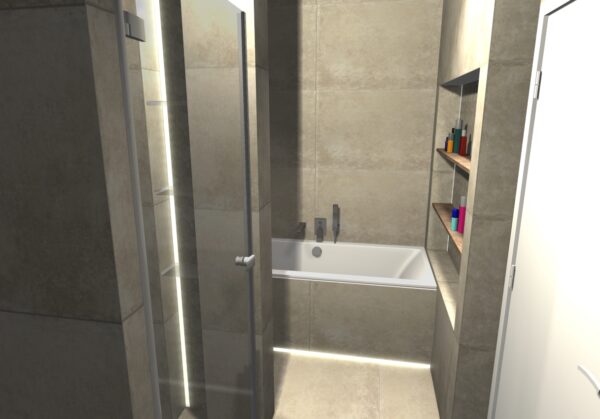 Koupelna se sprchovým koutem i vanou