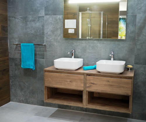 grafický návrh koupelny – Koupelna s imitací betonu