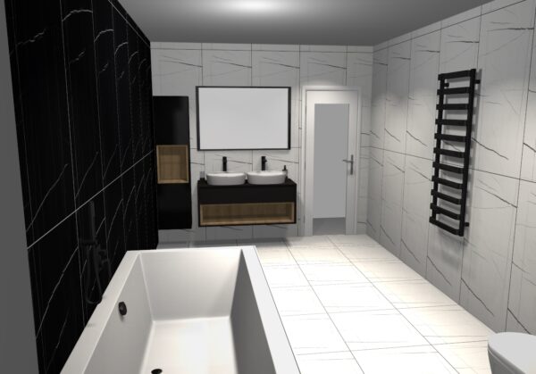 grafické návrhy koupelen – Černo-bílá koupelna