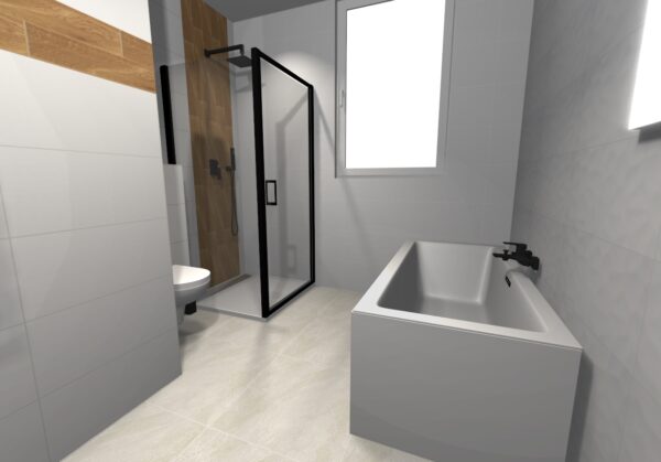 grafické návrhy koupelen – Dřevěná koupelna