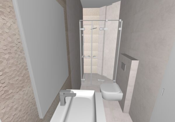 grafické návrhy koupelen – Písková koupelna se šestihrany