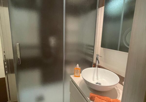 Koupelna s atypickou vaničkou do sprchového koutu (Most)