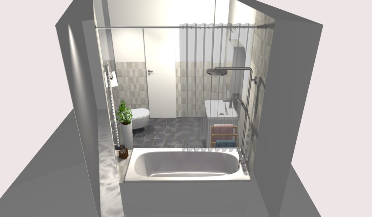 Čedičová koupelna s pásky